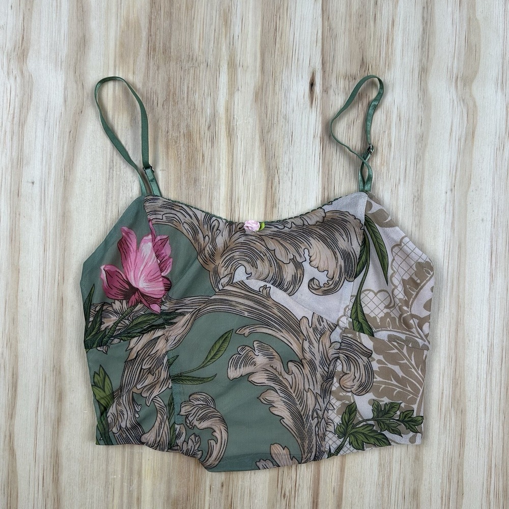 Tiger Mist Women's XS Floral Crop Top Spaghetti Strap Boho Y2K Summer